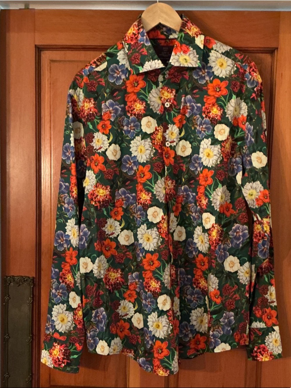 Men's Green Floral Dress Shirt - Multicolor Bloom